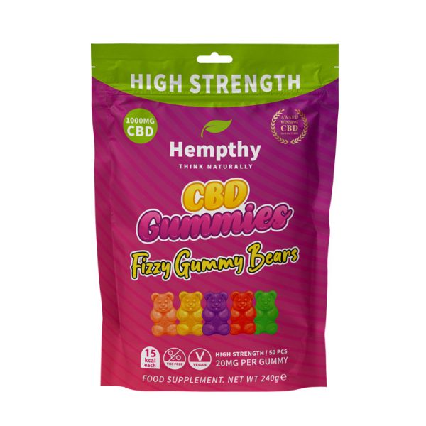 Hempthy – CBD Fizzy Gummy Bears – High Strength (1000mg CBD) 50 Pieces