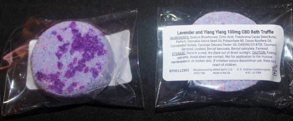 Lavender and Ylang Ylang – 100mg CBD Bath "Truffle" Bomb