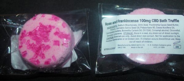 Rose & Frankincense – 100mg CBD Bath “Truffle” Bomb